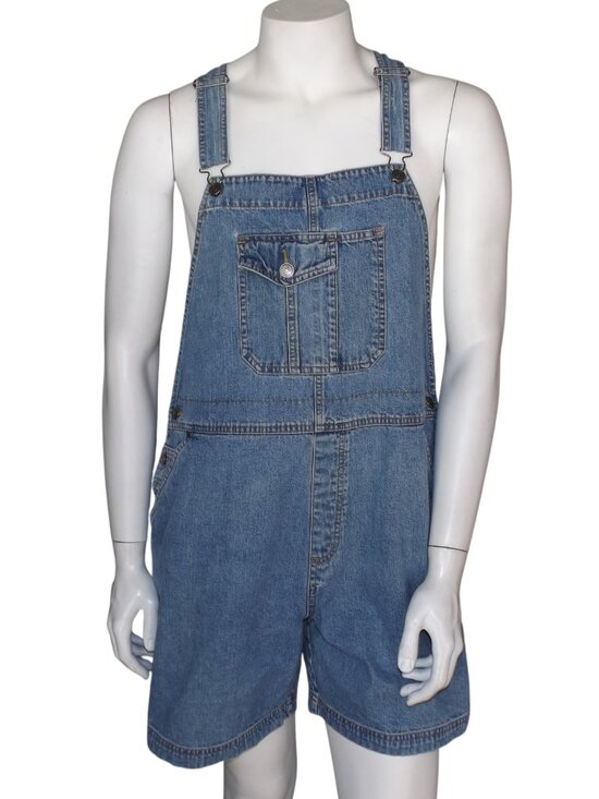 Cherokee Pants - CHEROKEE Short-alls, XL, Bib Front Shorts, Light blue Denim, 3 button hip, VTG